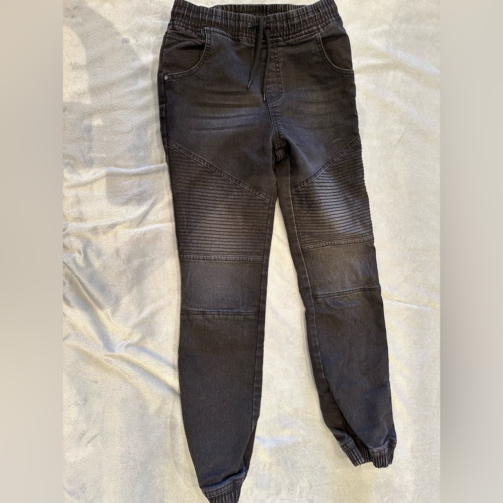 MONSOON Boys Size 11/12 Black Elastic Waist Drawstring Jeans